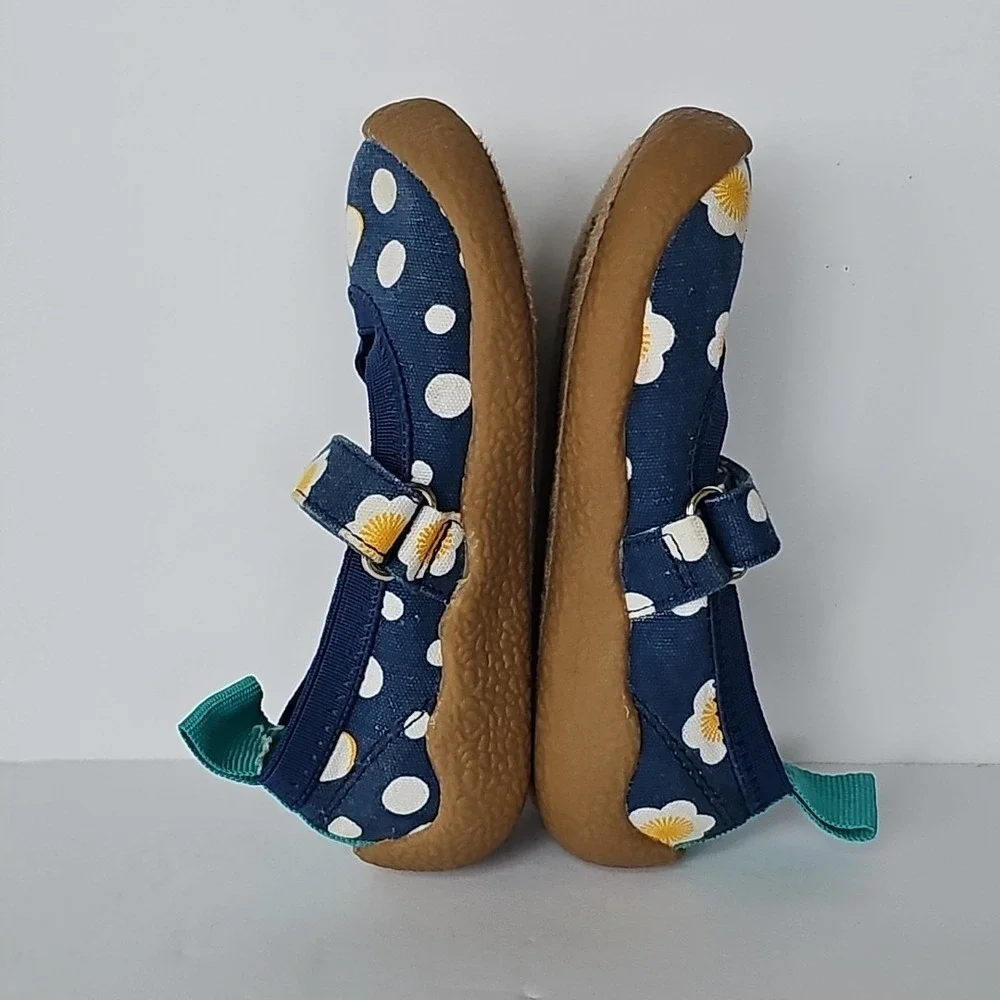 Toddler Chooze Mary Jane Shoes Navy Daisy Polka Dot Mismatched Flats Size 6